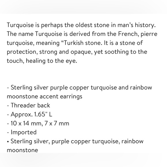 Sterling Silver Purple Copper Turquoise Rainbow Moonstone earrings - Picture 8 of 9